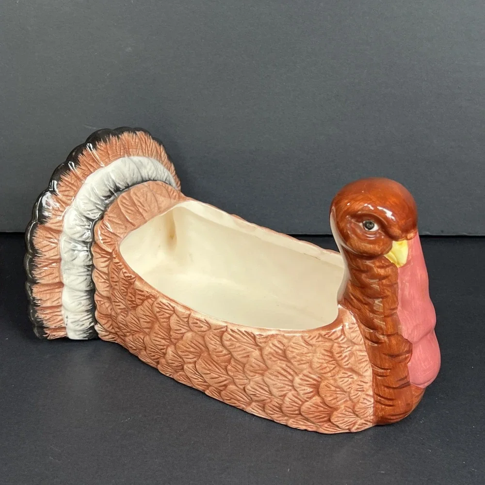 VTG Harvest Time Turkey Butter Dish & Cranberry Dish Thanksgiving Set w Boxes